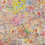 Camilo Restrepo. <em>Pescando Con Dinamita 3</em>, 2020. Ink, water-soluble wax pastel, acrylic, tape and saliva on paper, 57 1/4 x 57 1/4 inches (145.4 x 145.4 cm) Detail