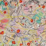 Camilo Restrepo. <em>Pescando Con Dinamita 2</em>, 2020. Ink, water-soluble wax pastel, acrylic, tape and saliva on paper, 57 1/4 x 57 1/4 inches (145.4 x 145.4 cm) Detail