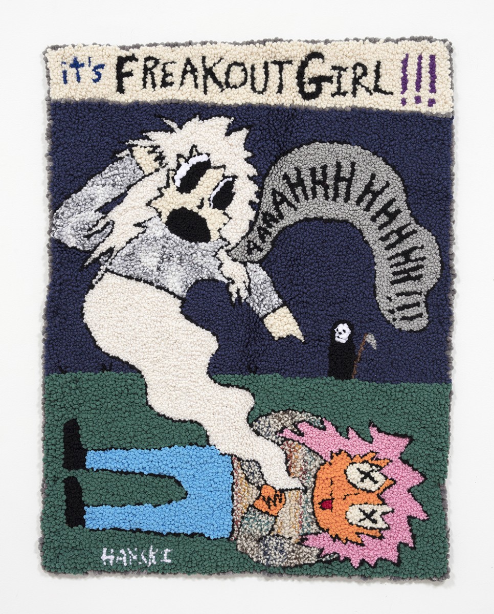 Hannah Epstein. <em>Freakout Girl: Freaking Into The Afterlife</em>, 2020. Wool, acrylic, cotton and burlap, 46 x 35 inches (116.8 x 88.9 cm)