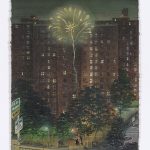Stipan Tadić. <em>Fireworks Above the LES Projects</em>, 2020. Watercolor and gouache on paper, 14 x 10 inches (35.6 x 25.4 cm)
