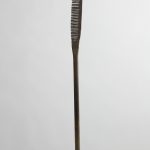 Jarrett Key. <em>Hot Comb No. 5</em>, 2020. Black forged steel with bronze burnishing, 39 1/2 x 2 1/4 x 5 inches (100.3 x 5.7 x 12.7 cm)