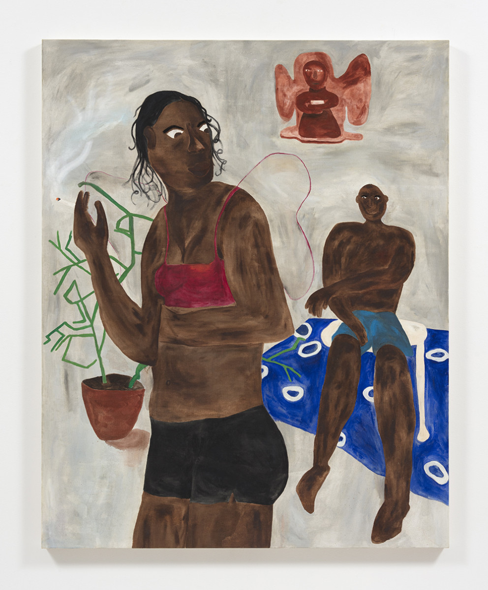 Marcus Leslie Singleton. <em>Our Loving Ancestors</em>, 2020. Oil and spray paint on linen, 60 x 48 inches (152.4 x 121.9 cm)