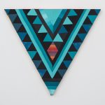 Paolo Arao. <em>Healer</em>, 2020. Sewn cotton, denim, corduroy, canvas and handwoven fibers on shaped wood support, 19 3/4 x 22 inches (50.2 x 55.9 cm)