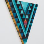 Paolo Arao. <em>Healer</em>, 2020. Sewn cotton, denim, corduroy, canvas and handwoven fibers on shaped wood support, 19 3/4 x 22 inches (50.2 x 55.9 cm) Detail