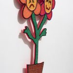 Benjamin Cabral. <em>Greeter (With Friend)</em>, 2021. Rhinestones and beads on acrylic painted wood, 45 x 26 inches (114.3 x 66 cm) Detail