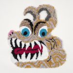 Hannah Epstein. <em>Tiger Tongue</em>, 2020. Acrylic, polyester, cotton and burlap, 36 x 32 inches (91.4 x 81.3 cm)