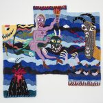 Hannah Epstein. <em>Unbridled</em>, 2020. Wool, acrylic, polyester, cotton and burlap, 108 x 113 inches (274.3 x 287 cm)