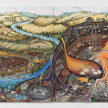 Kate Klingbeil. <em>Carrot and Stick</em>, 2020. Acrylic, pigment, watercolor, vinyl paint, pumice, sand, crushed garnet, cast brass, cast iron, micro plastics from Lake Michigan and oil stick on canvas, 144 x 80 x 2 1/2 inches (365.8 x 203.2 x 6.4 cm) thumbnail