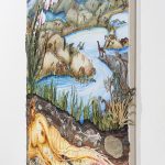 Kate Klingbeil. <em>The Grown Woman</em>, 2020. Acrylic, pigment, watercolor, vinyl paint, pumice, sand, crushed garnet and oil stick on canvas, 48 1/2 x 60 1/2 x 2 1/2 inches (123.2 x 153.7 x 6.4 cm) Detail