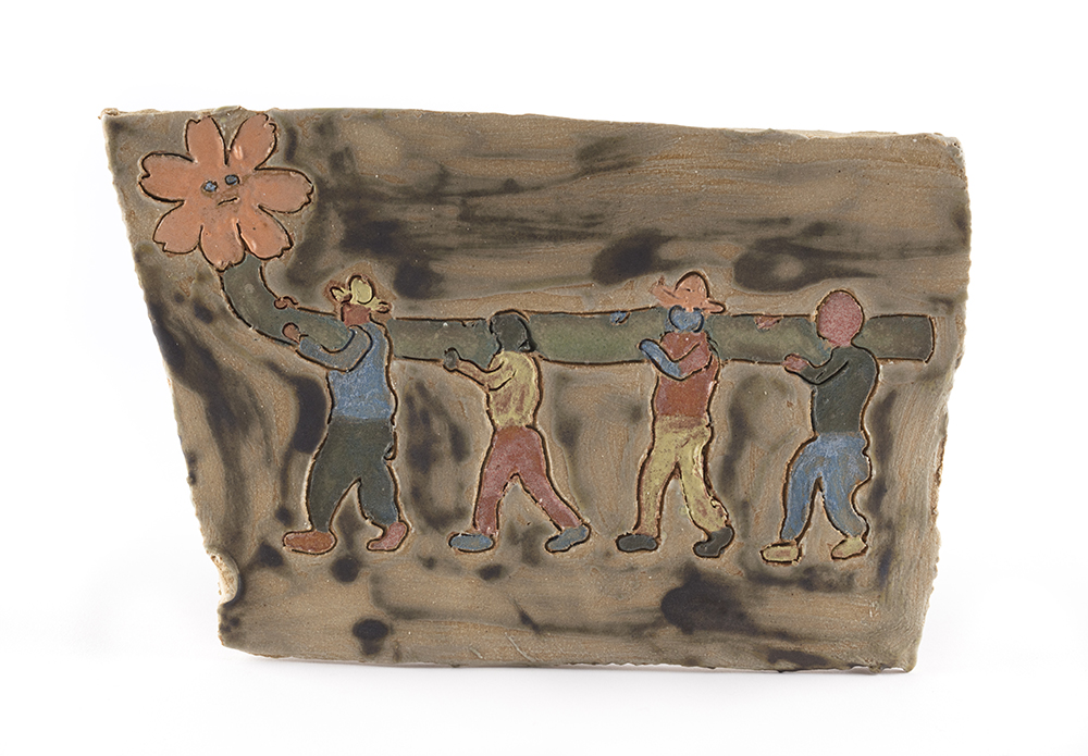 Kevin McNamee-Tweed. <em>Untitled (Flower Carriers)</em>, 2020. Glazed ceramic, 5 1/4 x 8 1/4 inches (13.3 x 21 cm)