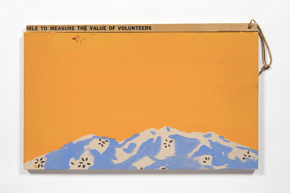 Kevin McNamee-Tweed. <em>Vesper Mantras</em>, 2020. Acrylic on muslin with yardstick, 15 x 24 inches (38.1 x 61 cm)