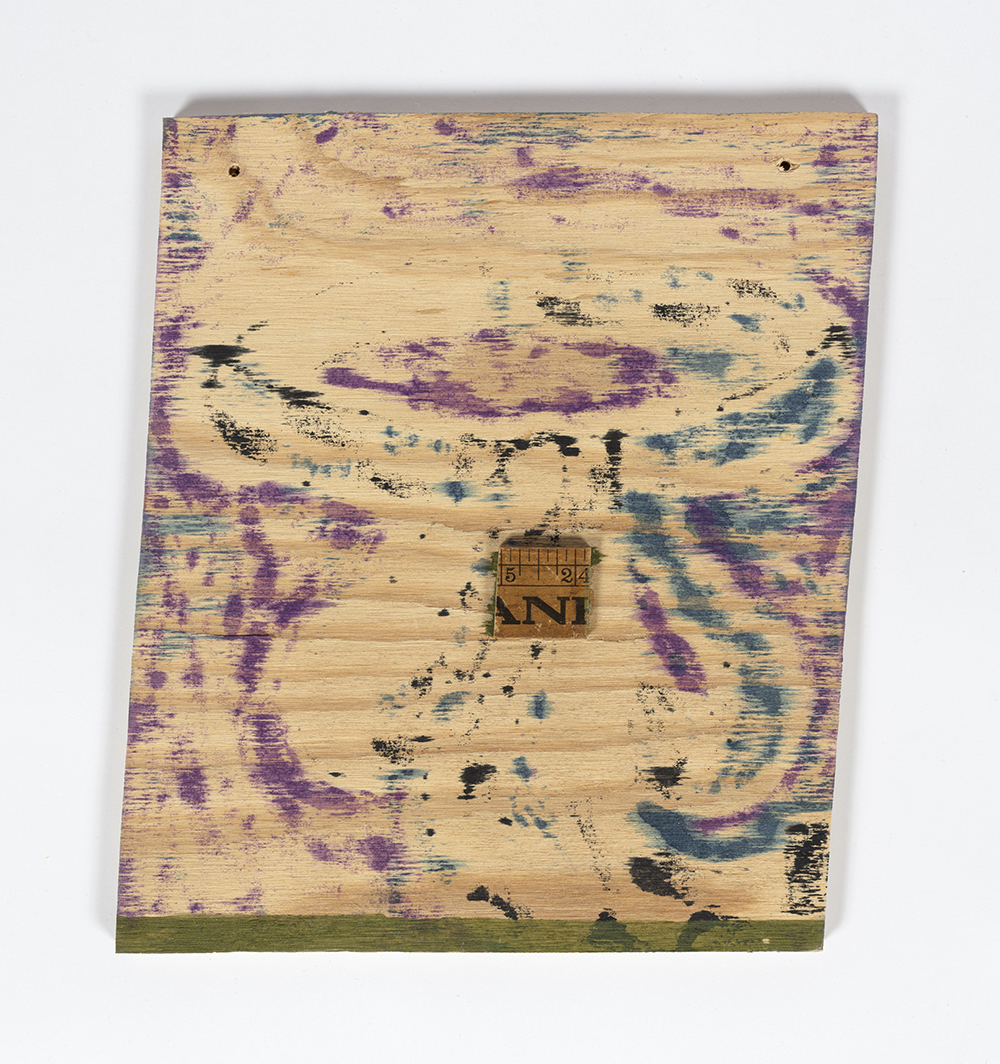 Kevin McNamee-Tweed. <em>Ribb</em>, 2019. Acrylic, ink, yardstick on plywood, 11 1/2 x 9 3/4 inches (29.2 x 24.8 cm)