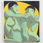 Mark Yang. <em>Locked</em>, 2020 Oil on canvas 46 x 40 inches (116.8 x 101.6 cm)
