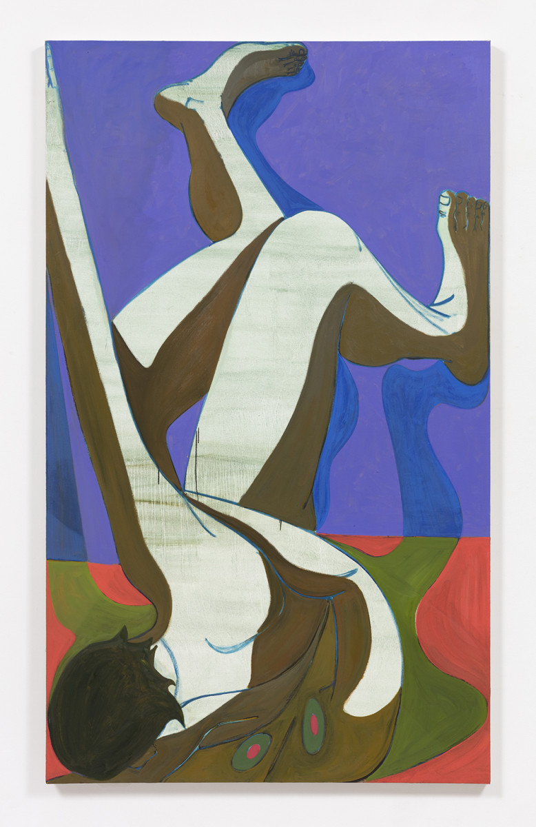 Mark Yang. <em>Green and Blue Shadow</em>, 2020. Oil on canvas, 75 1/4 x 45 inches (191.1 x 114.3 cm)