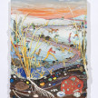 <em>A Walk In The Snow</em>, 2020. Acrylic, watercolor, crushed garnet, sand, pumice, graphite, cast iron, cast brass, micro plastics from Lake Michigan, glass and oil pastel on canvas, 16 1/2 x 12 1/2 x 1 1/2 inches  (41.9 x 31.8 x 3.8 cm) thumbnail