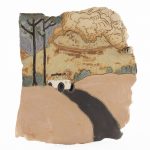 Kevin McNamee-Tweed. <em>Artist and a Few Animals in a Car Near Active Volcano</em>, 2021. Glazed ceramic 11 1/4 x 10 inches (28.6 x 25.4 cm)