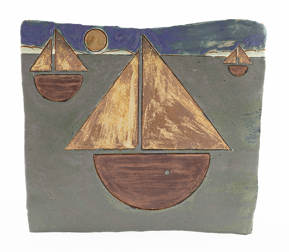Kevin McNamee-Tweed. <em>Arriving Boats</em>, 2021. Glazed ceramic, 7 1/4 x 7 3/4 inches (18.4 x 19.7 cm)