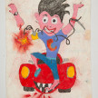 Camilo Restrepo. <em>Kico</em>, 2021. Water-soluble wax pastel, ink, tape and saliva on paper 11 3/4 x 8 1/4 inches (29.8 x 21 cm) thumbnail