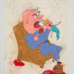 Camilo Restrepo. <em>Jefe</em>, 2021. Water-soluble wax pastel, ink, tape and saliva on paper 11 3/4 x 8 1/4 inches (29.8 x 21 cm) thumbnail