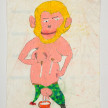 Camilo Restrepo. <em>Monoleche</em>, 2021. Water-soluble wax pastel, ink, tape and saliva on paper 11 3/4 x 8 1/4 inches (29.8 x 21 cm) thumbnail