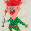 Camilo Restrepo. <em>Soldado</em>, 2021. Water-soluble wax pastel, ink, tape and saliva on paper 11 3/4 x 8 1/4 inches (29.8 x 21 cm) thumbnail
