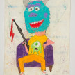 Camilo Restrepo. <em>Monster</em>, 2021. Water-soluble wax pastel, ink, tape and saliva on paper 11 3/4 x 8 1/4 inches (29.8 x 21 cm) thumbnail