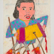 Camilo Restrepo. <em>Juancho</em>, 2021. Water-soluble wax pastel, ink, tape and saliva on paper 11 3/4 x 8 1/4 inches (29.8 x 21 cm) thumbnail
