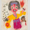 Camilo Restrepo. <em>Èrika</em>, 2021. Water-soluble wax pastel, ink, tape and saliva on paper 11 3/4 x 8 1/4 inches (29.8 x 21 cm) thumbnail