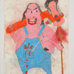 Camilo Restrepo. <em>Hombre del Overol</em>, 2021. Water-soluble wax pastel, ink, tape and saliva on paper 11 3/4 x 8 1/4 inches (29.8 x 21 cm) thumbnail