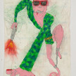 Camilo Restrepo. <em>Plàstico</em>, 2021. Water-soluble wax pastel, ink, tape and saliva on paper 11 3/4 x 8 1/4 inches (29.8 x 21 cm) thumbnail