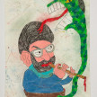 Camilo Restrepo. <em>Iràn</em>, 2021. Water-soluble wax pastel, ink, tape and saliva on paper 11 3/4 x 8 1/4 inches (29.8 x 21 cm) thumbnail