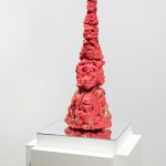 Auriea Harvey. <em>The Mystery v5 (tower)</em>, 2021. Resin, epoxy clay, metal rods and silver, 18 x 6 x 5 1/8 inches (45.7 x 15.2 x 13 cm)