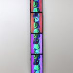 Auriea Harvey. <em>The Mystery v5-dv2 (stack)</em>, 2021. Digital sculpture, computer, 4 stacked monitors, 105 x 15 1/2 x 3 inches (266.7 x 39.4 x 7.6 cm)