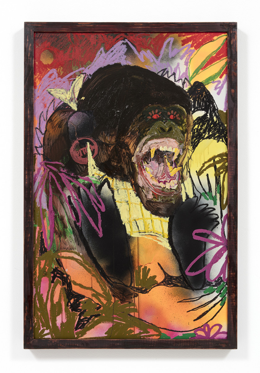 Bianca Fields. <em>Crap Cut, 2021</em>. Acrylic, oil and spray paint on yupo paper mounted on canvas with artist frame, 40 x 26 inches (101.6 x 66 cm)