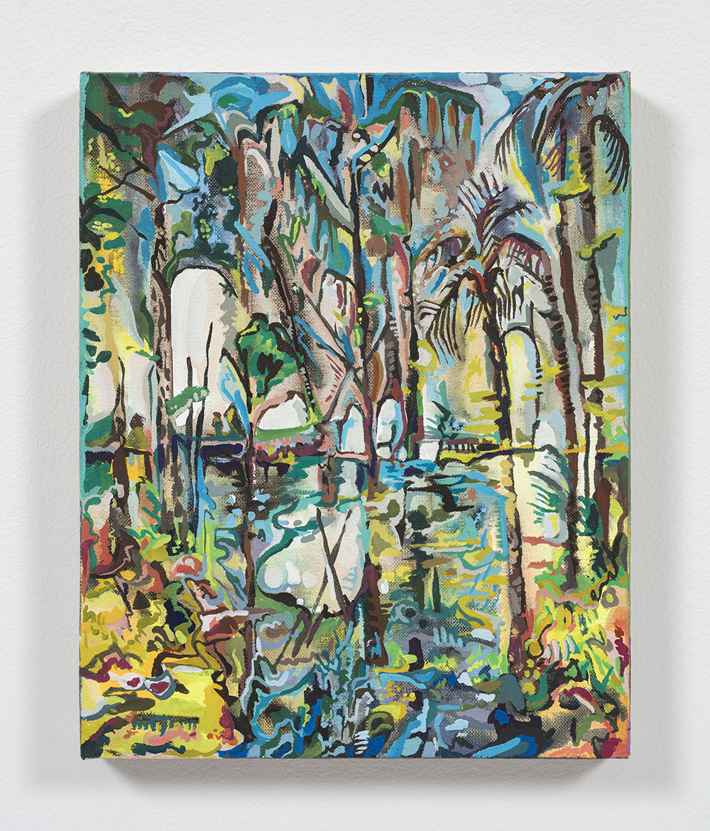 Maria Calandra. <em>Crystal Springs II</em>, 2021. Acrylic on linen over panel, 10 x 8 inches (25.4 x 20.3 cm)