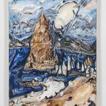 Maria Calandra. <em>Pyramid Lake</em>, 2021. Acrylic on canvas over panel, 24 x 18 inches (61 x 45.7 cm)