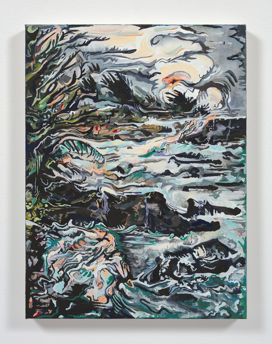 Maria Calandra. <em>Shell Beach at Sea Ranch</em>, 2021. Acrylic on canvas over panel, 16 x 12 inches (40.6 x 30.5 cm)