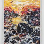 Maria Calandra. <em>Spring Sunset at Naskeag</em>, 2021. Acrylic on canvas over panel, 24 x 18 inches (61 x 45.7 cm)