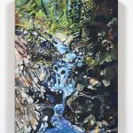 Maria Calandra. <em>Loves Falls (Sierra City)</em>, 2021. Acrylic on colored canvas over panel, 12 x 9 inches (30.5 x 22.9 cm)