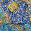 Dickens Otieno. <em>Blue in a Web</em>, 2021. Shredded aluminum woven on galvanized steel mesh, 69 3/8 x 93 3/4 inches (176.2 x 238.1 cm) Detail thumbnail