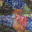 Dickens Otieno. <em>Chaos</em>, 2021. Shredded aluminum cans woven on galvanized steel mesh, 56 3/8 x 70 1/8 inches (143.2 x 178.1 cm) Detail thumbnail