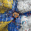 Dickens Otieno. <em>Flowers</em>, 2021. Shredded aluminum cans woven on galvanized steel mesh, 66 1/2 x 56 3/4 inches (168.9 x 144.1 cm) Detail thumbnail