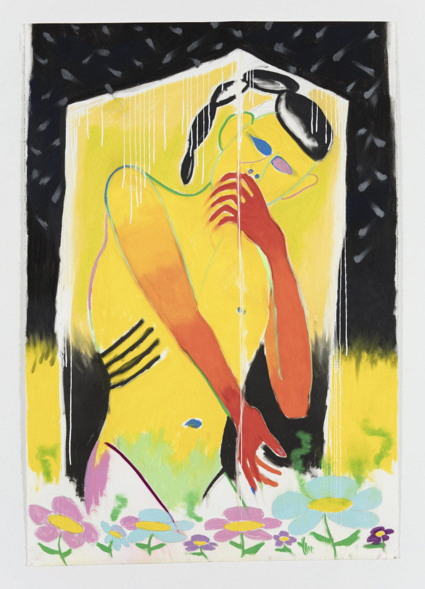 Nicanor Aráoz. <em>Maldoror</em>, 2021. Soft pastel and ink on paper, 60 1/2 x 42 1/2 inches (153.7 x 108 cm)