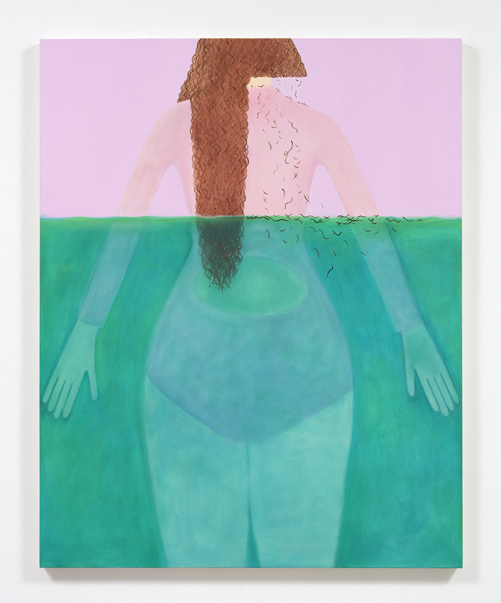 Ellie MacGarry. <em>Wade in</em>, 2021. Oil on canvas, 59 1/8 x 47 1/4 inches (150.2 x 120 cm)