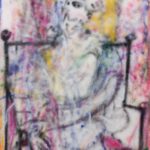 Jingze Du. <em>Sitting Figure</em>, 2021. Acrylic on canvas, 94 1/2 x 70 7/8 inches (240 x 180 cm)