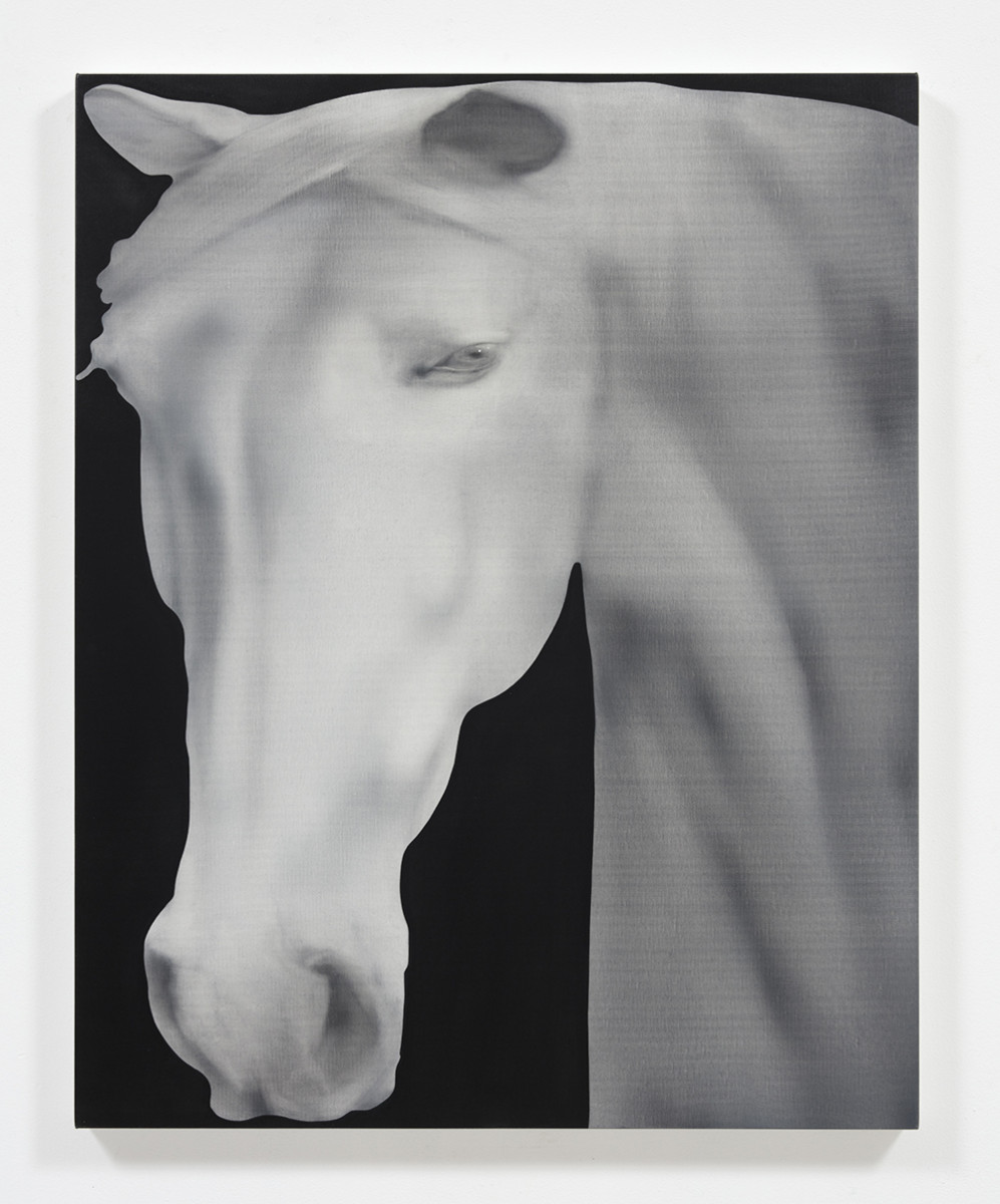 Jingze Du. <em>Horse i</em>, 2021. Oil on canvas, 39 1/2 x 31 1/2 inches (100.3 x 80 cm)