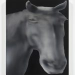 Jingze Du. <em>Horse ii</em>, 2021. Oil on canvas, 23 3/4 x 19 3/4 inches (60.3 x 50.2 cm)