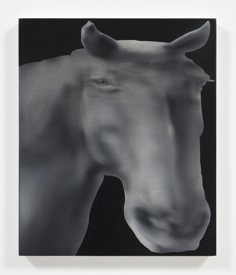 Jingze Du. <em>Horse ii</em>, 2021. Oil on canvas, 23 3/4 x 19 3/4 inches (60.3 x 50.2 cm)