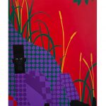 Jon Key. <em>The Man in the Violet Suit by The Water No. 1</em>, 2021. Acrylic on panel, 72 x 45 inches (182.9 x 114.3 cm)