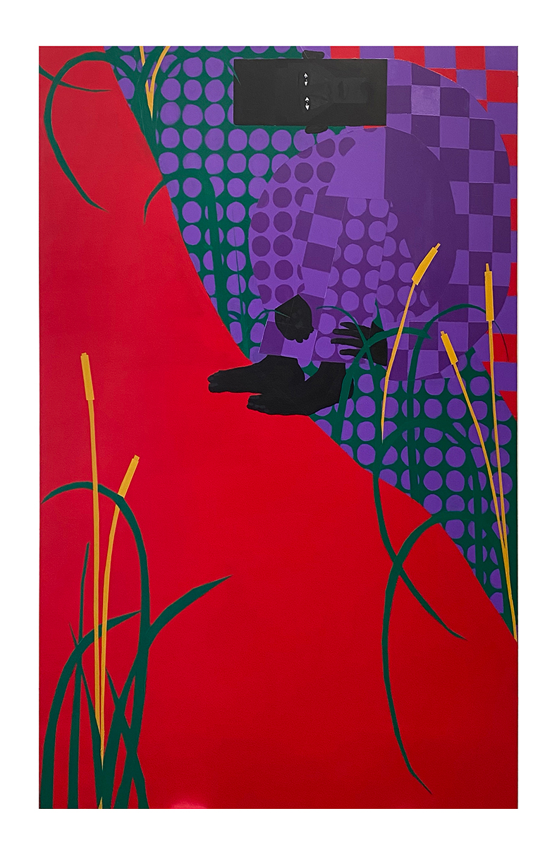 Jon Key. <em>The Man in the Violet Suit by The Water No. 2</em>, 2021. Acrylic on panel, 72 x 45 inches (182.9 x 114.3 cm)